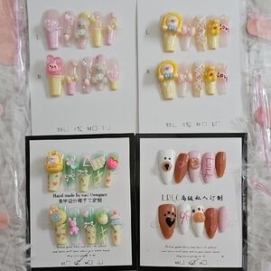 2 Cute Pink and Yellow Nail Art Set